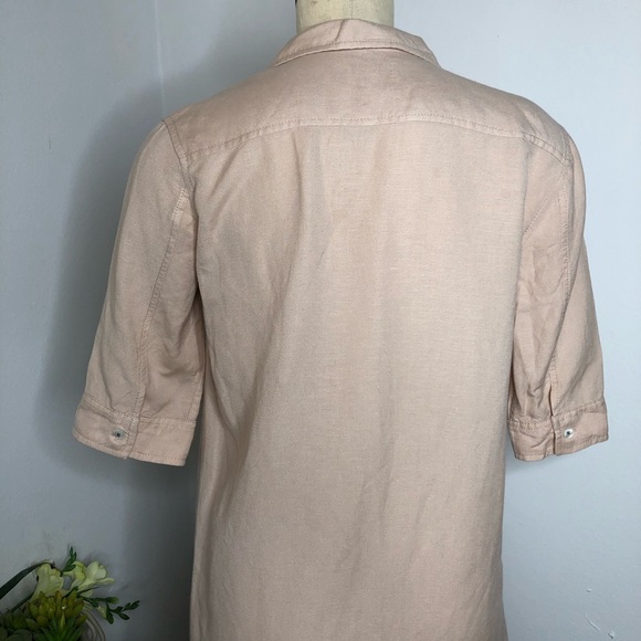 LEO&SAGE Blush Linen Blend Botton Down Shirt Dress Size M - Picture 6 of 16